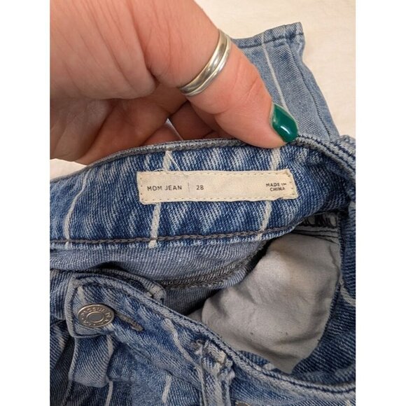 Pacsun Women's Medium-Wash White Striped 90s Y2K Mom Denim Jeans Size 28 S7 - Picture 6 of 10